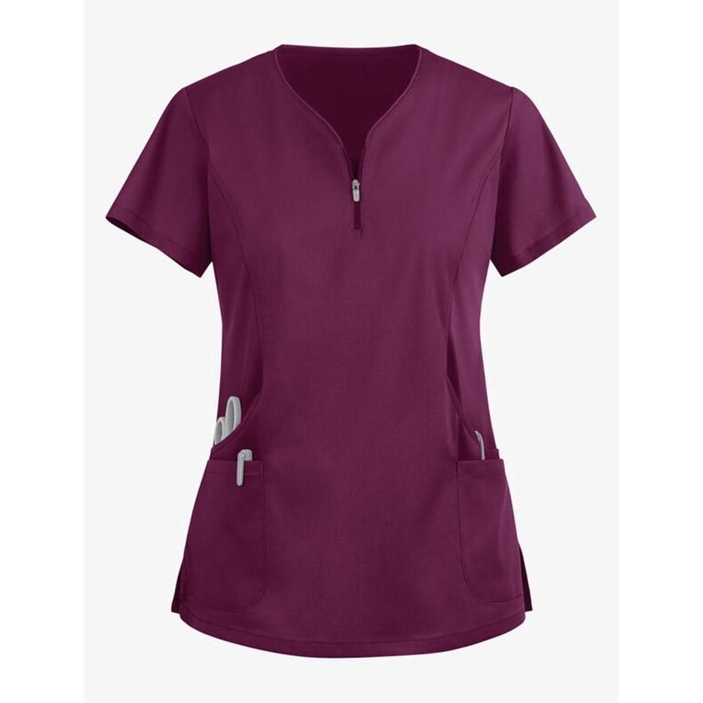 Wine Red Medical Scrubs for Doctors Nurses and Health Hospital Uniforms Stretch V-Neck Scrub Top & Jogger Pant with Pockets Infinity