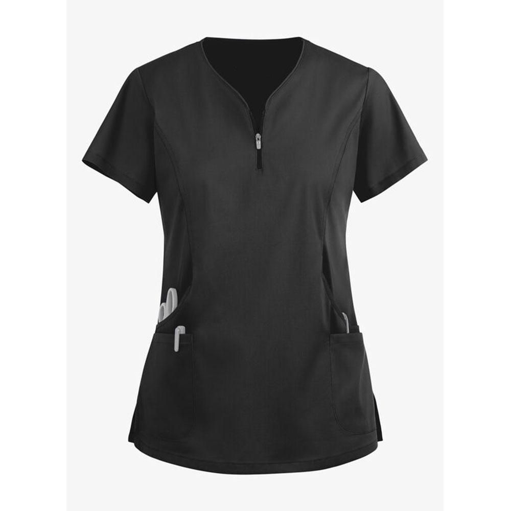 Black Medical Scrubs for Doctors Nurses and Health Hospital Uniforms Stretch V-Neck Scrub Top & Jogger Pant with Pockets Infinity