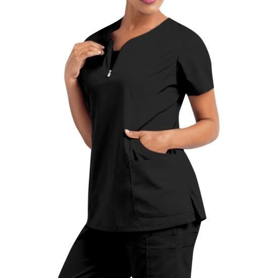 Black Medical Scrubs for Doctors Nurses and Health Hospital Uniforms Stretch V-Neck Scrub Top & Jogger Pant with Pockets Infinity