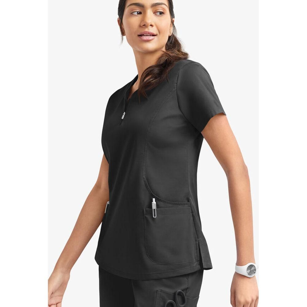 Black Medical Scrubs for Doctors Nurses and Health Hospital Uniforms Stretch V-Neck Scrub Top & Jogger Pant with Pockets Infinity