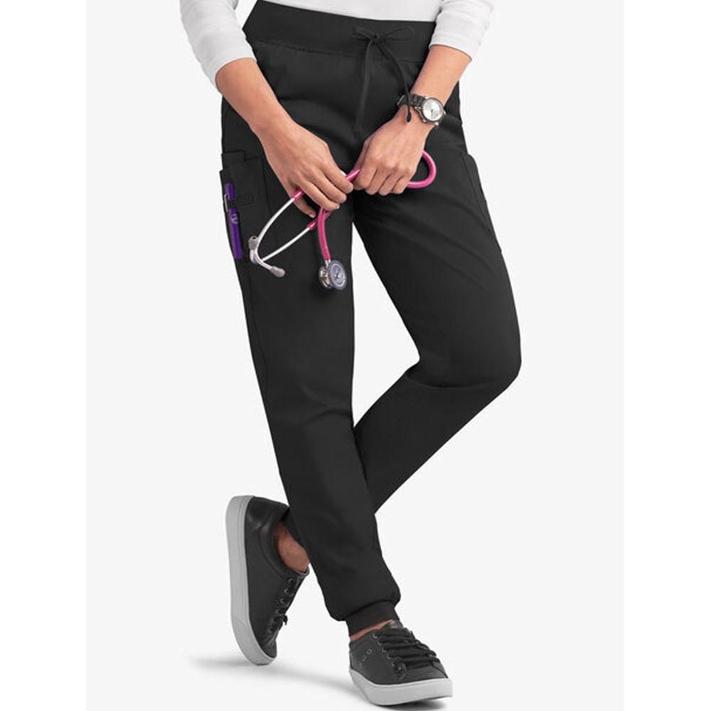 Black Medical Scrubs for Doctors Nurses and Health Hospital Uniforms Stretch V-Neck Scrub Top & Jogger Pant with Pockets Infinity