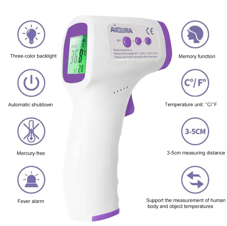 Medical Digital Infrared Thermometer Handheld Portable Forehead Body Baby Adult Non Contact High Precision Quick Temperature Measurement Electronic Household Thermometers Thermogun Laser