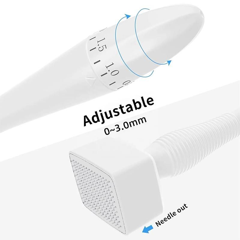 140A PIN Derma Stamp Adjustable Needle Length Microneedle Real Skin Care Beard Growth Scalp Hair Re-Growth Acne Scar Pits Dermastamp Rejuvenation Titanium Dermaroller Anti Wrinkle Therapy