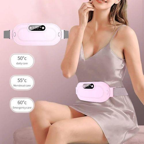 Menstrual Heating Pad Smart Fast Warm Palace Belt Period Pain Relief Waist Pain Cramps Vibrating Abdominal Massager Electric Device Portable Cordless Rechargeable Stomach Massage with 3 Heat Levels