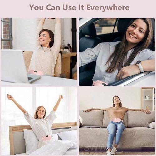 Menstrual Heating Pad Smart Fast Warm Palace Belt Period Pain Relief Waist Pain Cramps Vibrating Abdominal Massager Electric Device Portable Cordless Rechargeable Stomach Massage with 3 Heat Levels