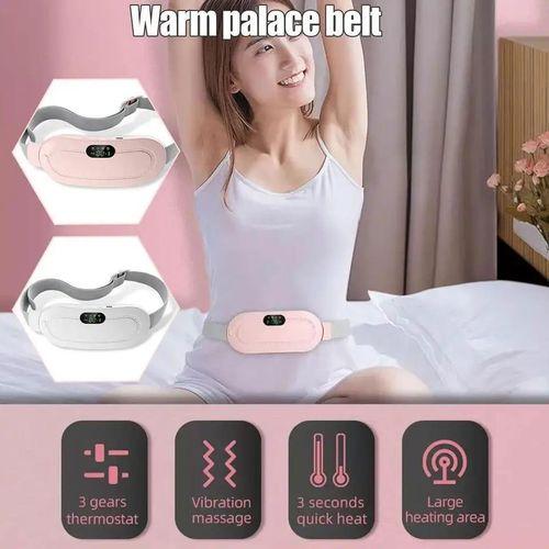 Menstrual Heating Pad Smart Fast Warm Palace Belt Period Pain Relief Waist Pain Cramps Vibrating Abdominal Massager Electric Device Portable Cordless Rechargeable Stomach Massage with 3 Heat Levels