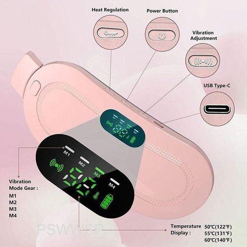Menstrual Heating Pad Smart Fast Warm Palace Belt Period Pain Relief Waist Pain Cramps Vibrating Abdominal Massager Electric Device Portable Cordless Rechargeable Stomach Massage with 3 Heat Levels