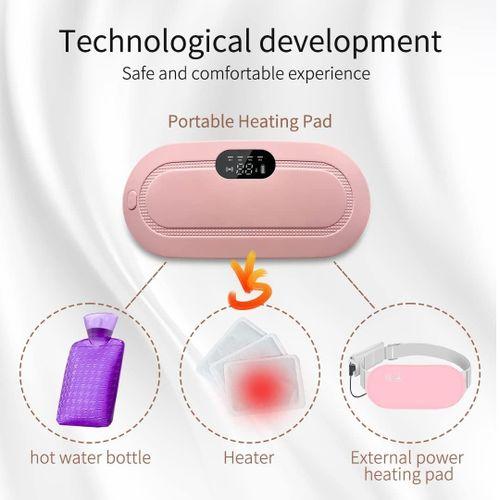 Menstrual Heating Pad Smart Fast Warm Palace Belt Period Pain Relief Waist Pain Cramps Vibrating Abdominal Massager Electric Device Portable Cordless Rechargeable Stomach Massage with 3 Heat Levels