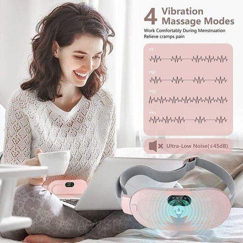 Menstrual Heating Pad Smart Fast Warm Palace Belt Period Pain Relief Waist Pain Cramps Vibrating Abdominal Massager Electric Device Portable Cordless Rechargeable Stomach Massage with 3 Heat Levels