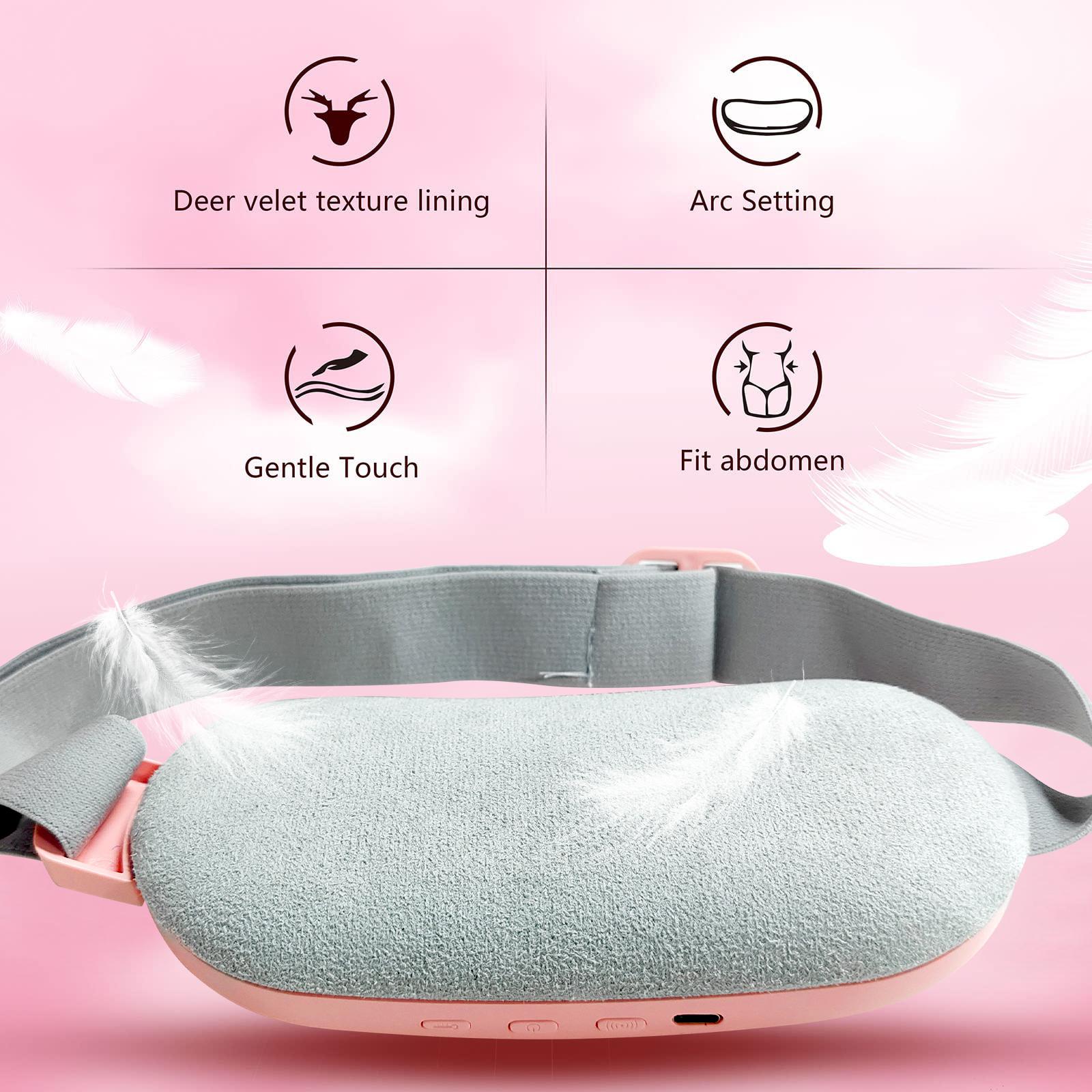 Menstrual Heating Pad Smart Fast Warm Palace Belt Period Pain Relief Waist Pain Cramps Vibrating Abdominal Massager Electric Device Portable Cordless Rechargeable Stomach Massage with 3 Heat Levels