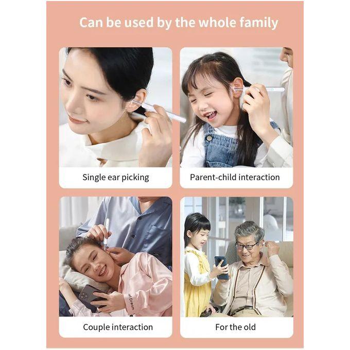 Visual Ear Scoop Cordless Cleaning Endoscope HD Ear Pickers Rechargeable Wireless Smart Visual Ear Cleaner Wax Removal Device with Camera 1296P Ear Sticks WIFI Connection 6 LED Lights Earpick