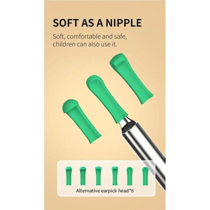 Visual Ear Scoop Cordless Cleaning Endoscope HD Ear Pickers Rechargeable Wireless Smart Visual Ear Cleaner Wax Removal Device with Camera 1296P Ear Sticks WIFI Connection 6 LED Lights Earpick