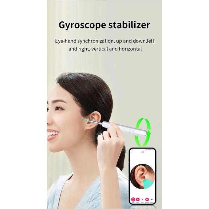 Visual Ear Scoop Cordless Cleaning Endoscope HD Ear Pickers Rechargeable Wireless Smart Visual Ear Cleaner Wax Removal Device with Camera 1296P Ear Sticks WIFI Connection 6 LED Lights Earpick