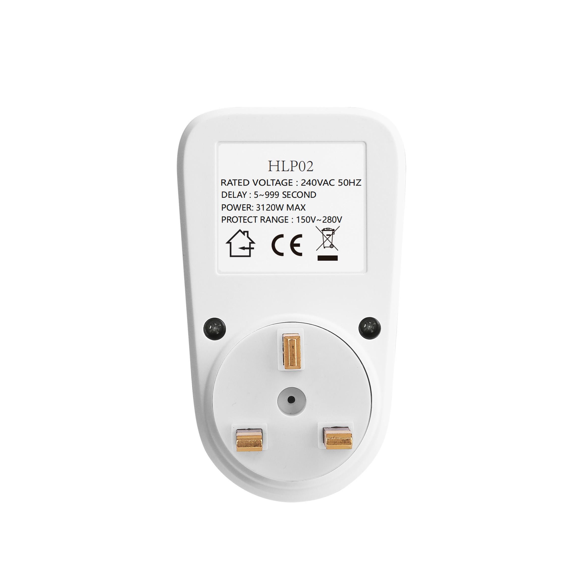HLP02 Voltage Protector Automatic Reset Over Under Voltage Protectors Socket Digital Display Power Surge Fridge/ TV Guard Protector UK Plug
