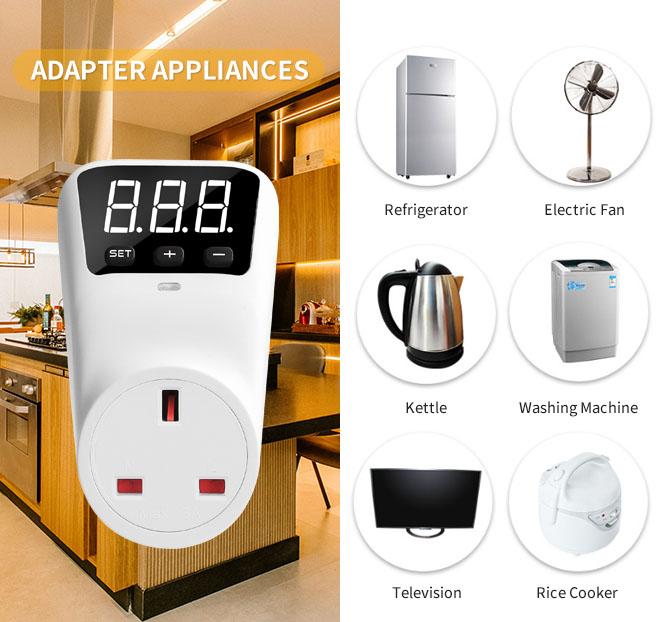 HLP02 Voltage Protector Automatic Reset Over Under Voltage Protectors Socket Digital Display Power Surge Fridge/ TV Guard Protector UK Plug