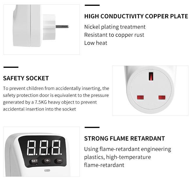 HLP02 Voltage Protector Automatic Reset Over Under Voltage Protectors Socket Digital Display Power Surge Fridge/ TV Guard Protector UK Plug