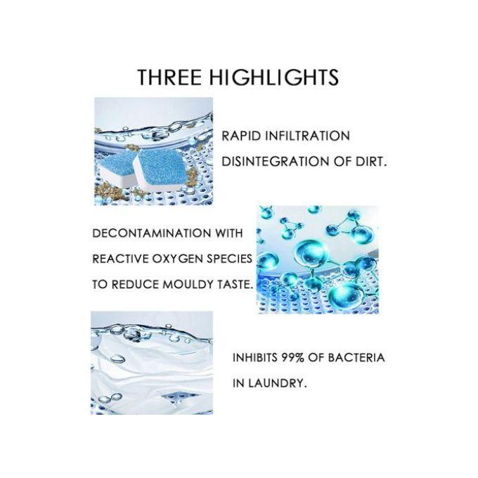 WASHING MACHINE CLEANING TABLETS EFFERVESCENT DRUM CLEANER 12 PCS- High-efficiency Anti-mildew Deodorant Decontamination Deep Antibacterial Clean Descale, Deodorize, & Remove Mold Odor Tablet