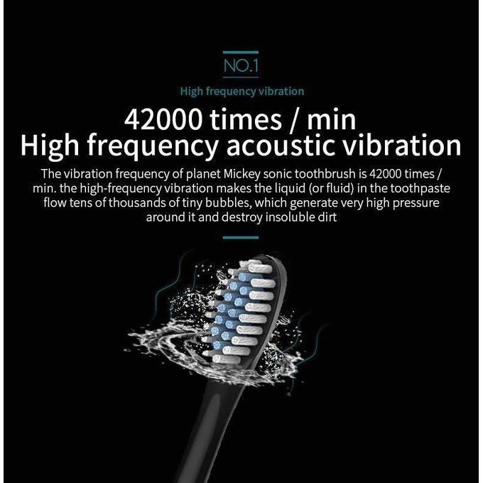 Electric Toothbrush, with 4 Brush Heads, 6 Cleaning Modes, High-Frequency Sonic Vibration, USB Rechargeable, Waterproof, Black Six-speed Toothbrushes set for efficient cleaning