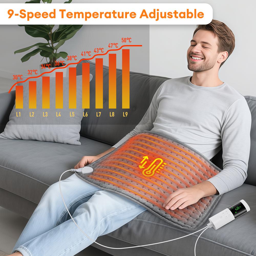 30*60cm Electric Heating Timer Blanket Heated Mat Electro Sheet Pad 4 Timer Settings 11.8x23.6 Inch Period Cramps Relief for Waist Belt Winter Heater Abdomen Shoulder Back Pain 9 Heat Levels Body Appl