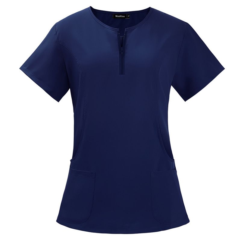 Navy Blue Medical Scrubs for Doctors Nurses and Health Hospital Uniforms Stretch V-Neck Scrub Top & Jogger Pant with Pockets Infinity