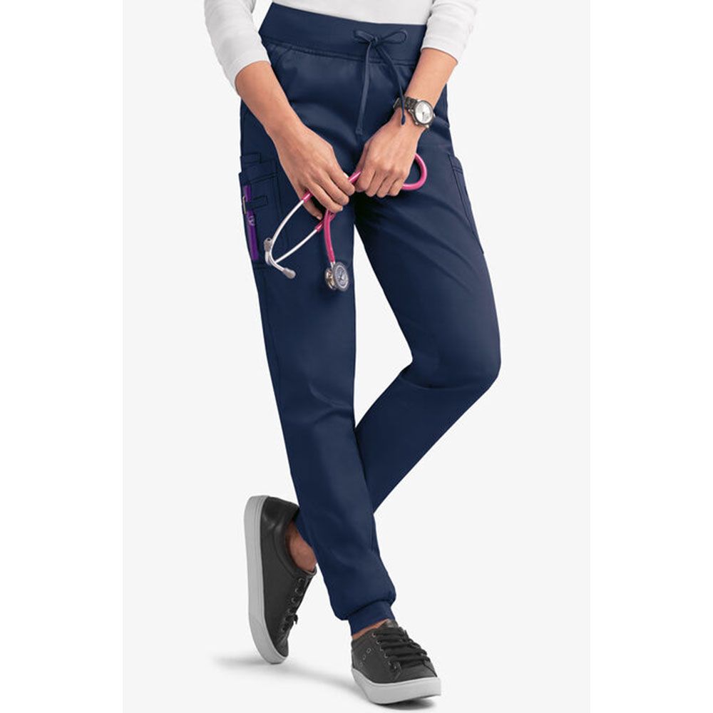Navy Blue Medical Scrubs for Doctors Nurses and Health Hospital Uniforms Stretch V-Neck Scrub Top & Jogger Pant with Pockets Infinity