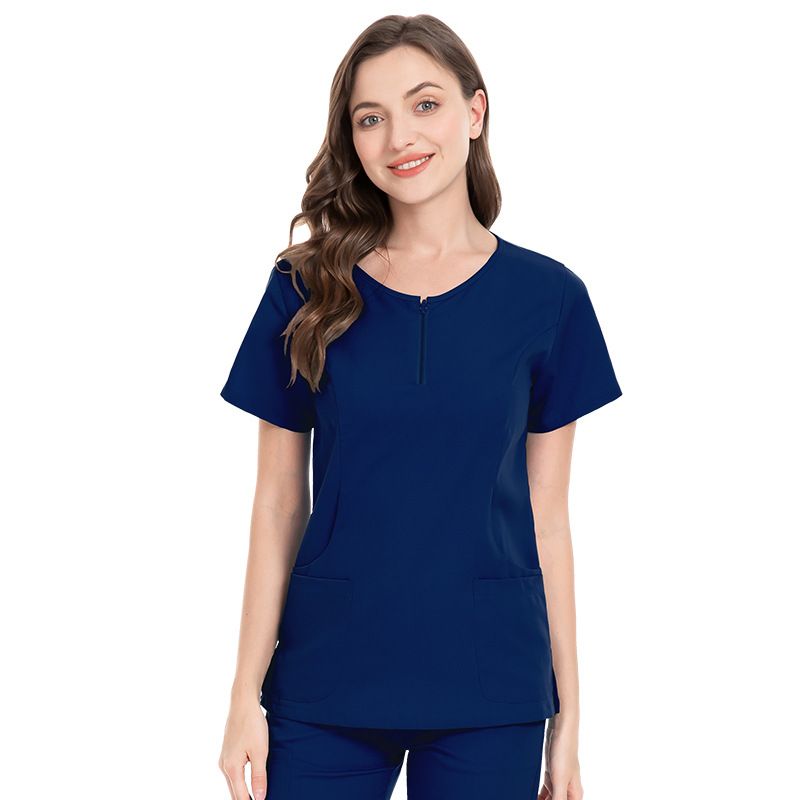 Navy Blue Medical Scrubs for Doctors Nurses and Health Hospital Uniforms Stretch V-Neck Scrub Top & Jogger Pant with Pockets Infinity