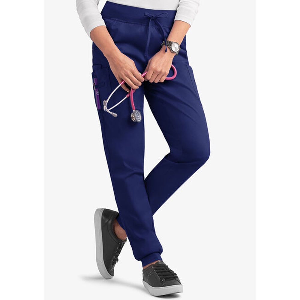 Navy Blue Medical Scrubs for Doctors Nurses and Health Hospital Uniforms Stretch V-Neck Scrub Top & Jogger Pant with Pockets Infinity