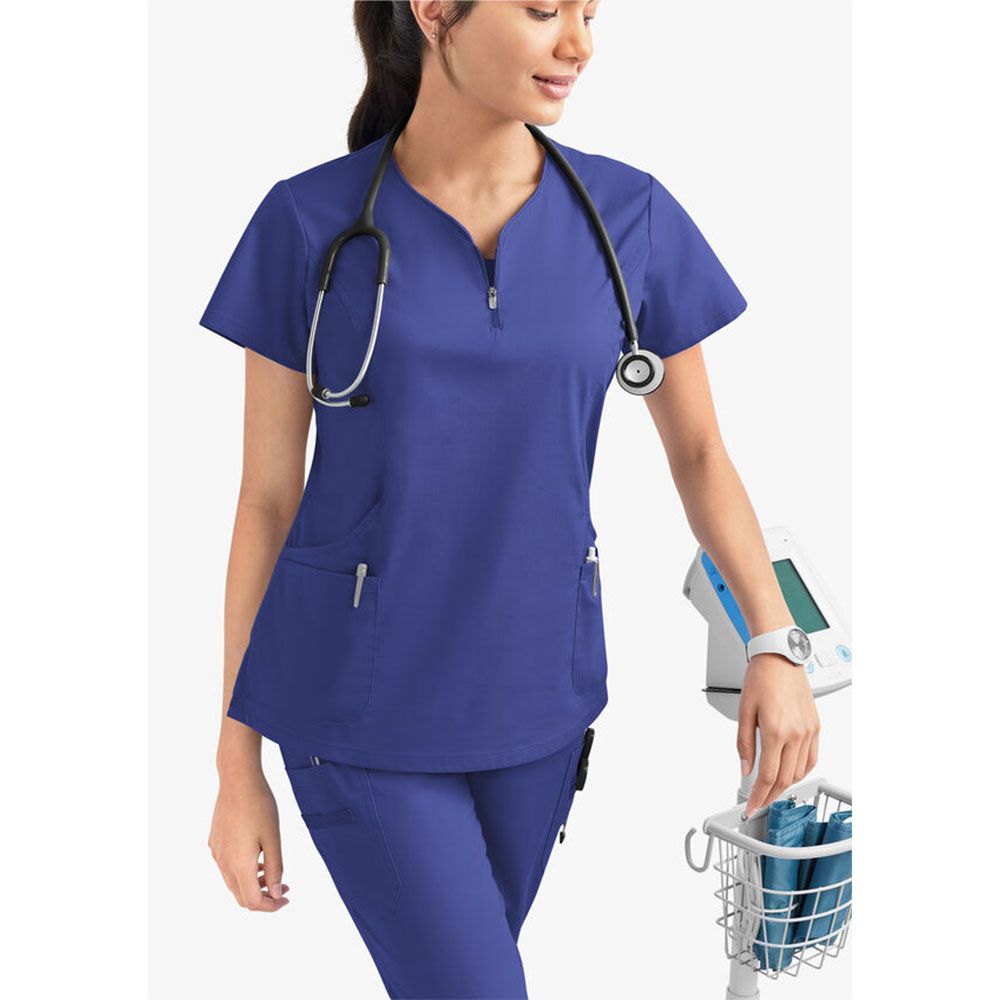 Navy Blue Medical Scrubs for Doctors Nurses and Health Hospital Uniforms Stretch V-Neck Scrub Top & Jogger Pant with Pockets Infinity