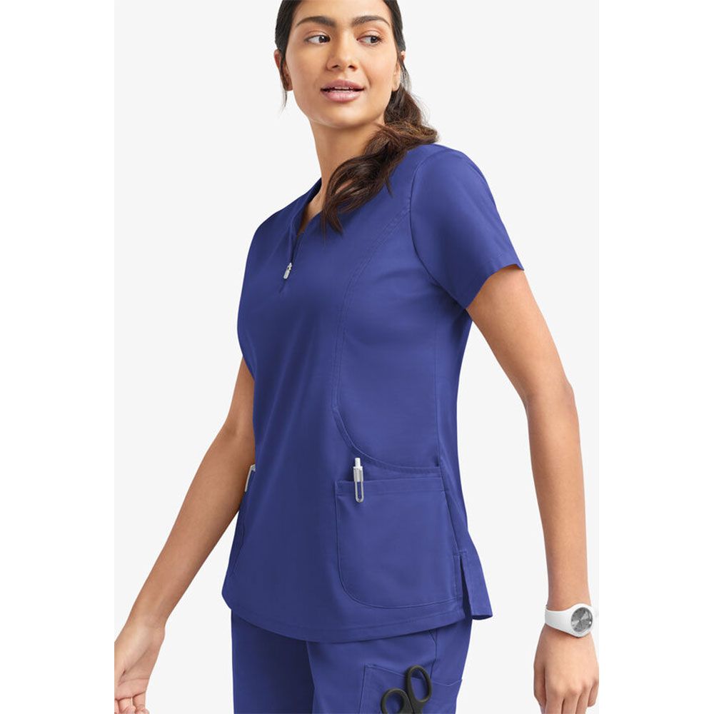 Navy Blue Medical Scrubs for Doctors Nurses and Health Hospital Uniforms Stretch V-Neck Scrub Top & Jogger Pant with Pockets Infinity