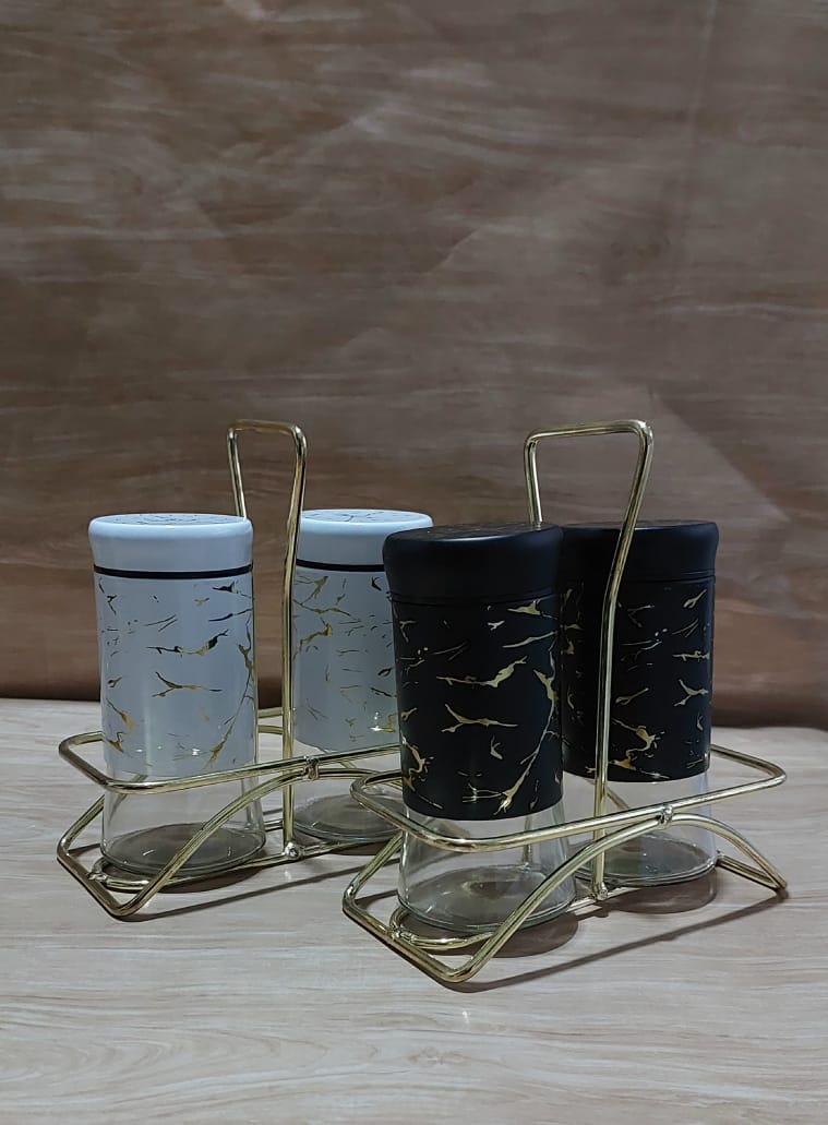 Unique & Classy Glass Marble Coated Salt Shakers – Stylish Design, Durable Build, Perfect For Kitchen Or Dining Table – Adds A Touch Of Elegance To Your Spice Collection – Easy To Refill & Clean