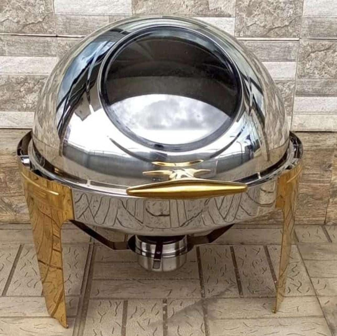 Chaffing Dish With Gold Stands Elegant, Durable & Perfect For Weddings, Parties And Luxury Dining