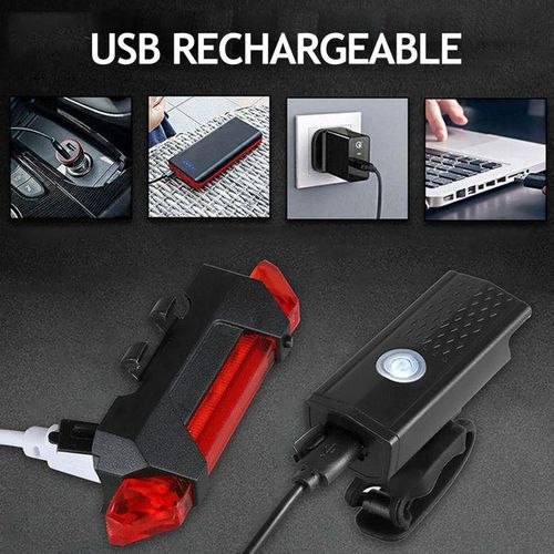 Safety LED Front & Rear Tail Bicycle Bike Light USB Rechargeable Flashlight Kit, Night riding lights Bicycle Front Back Taillight Set Cycling Safety Warning Light Waterproo
