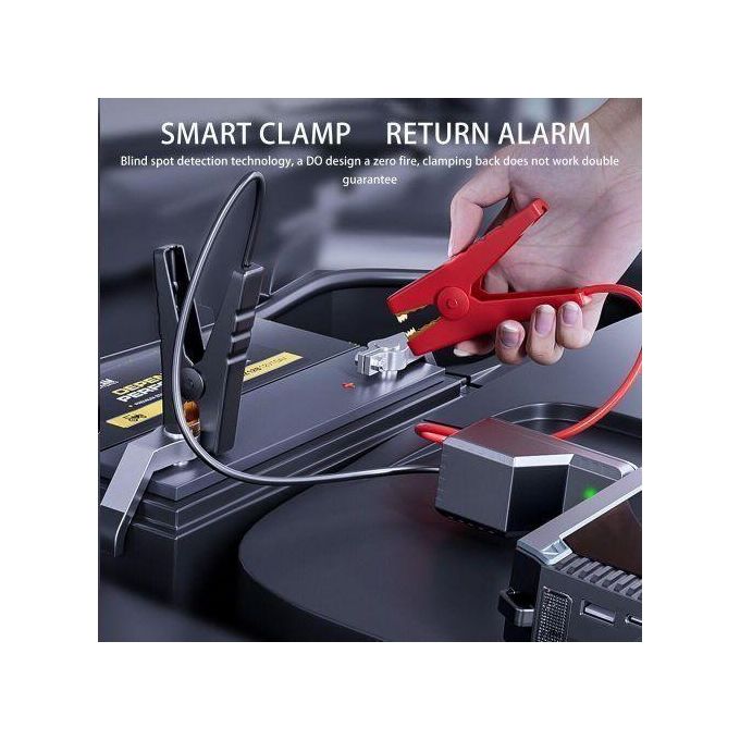 Smart 4 in 1 Jump Starter Kit-  Digital Car Jump starter with smart clamps, Air Compressor tire pump, Emergency light torch, Power bank with USB Port for Car, Motorcycle, Bike, Balloons, etc