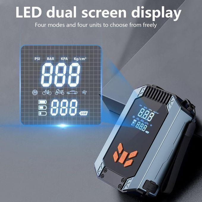 Smart 4 in 1 Jump Starter Kit-  Digital Car Jump starter with smart clamps, Air Compressor tire pump, Emergency light torch, Power bank with USB Port for Car, Motorcycle, Bike, Balloons, etc