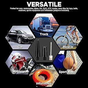 Portable double cylinder Air Compressor Tire Pump with Tool Kit,Tyre Pressure Gauge,  Tire Inflator, Heavy Duty for Car, Truck, Bicycle and Inflatable  with tire Puncture Repair kit, storage box