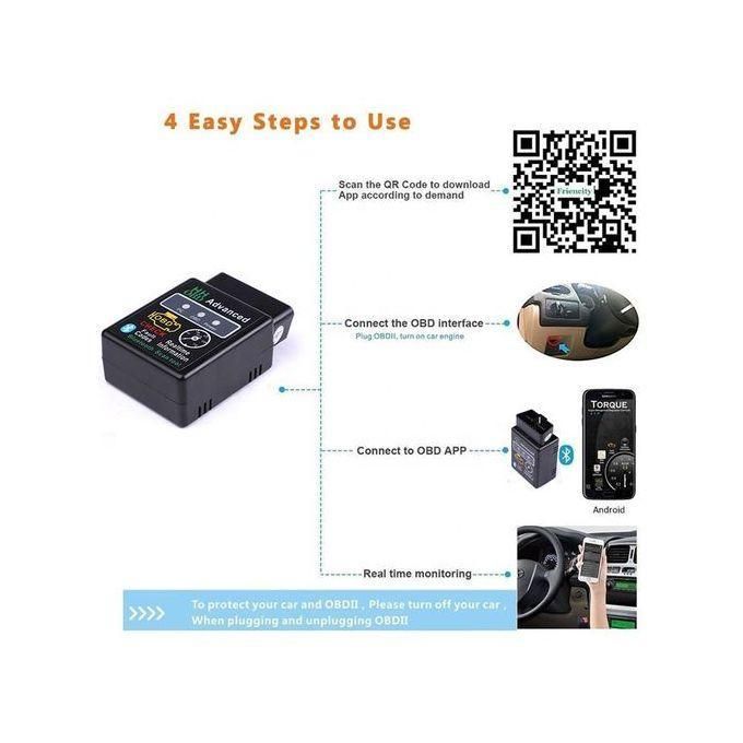 Car Engine Car Auto Diagnostic Scanner Tool, BlueTooth OBD2 Check Engine Light Fault Detector Repair,  OBDII Diagnosis Bluetooth Device OBD 2 Automotive Code Reader Scan, Scanner connected to Phone