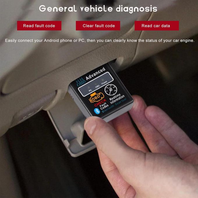 Car Engine Car Auto Diagnostic Scanner Tool, BlueTooth OBD2 Check Engine Light Fault Detector Repair,  OBDII Diagnosis Bluetooth Device OBD 2 Automotive Code Reader Scan, Scanner connected to Phone