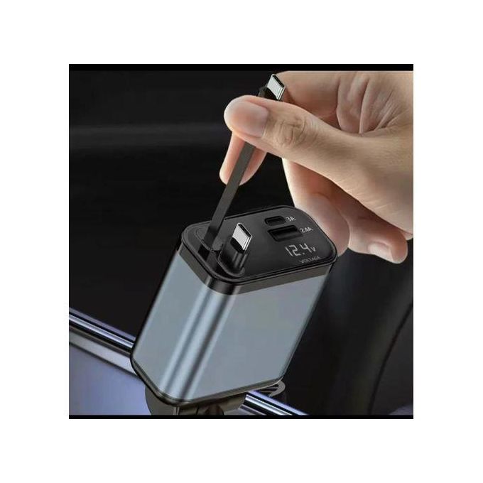 Universal Retractable Car Charger, for Gifts for men and women, 120Watts Cars Adapter USB C Fast Charger for samsung and android phones, Apple iphone charger, USB ports, Car Accessories Gadgets