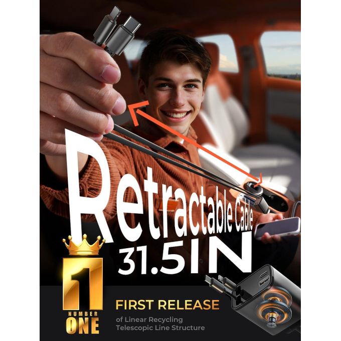 Universal Retractable Car Charger, for Gifts for men and women, 120Watts Cars Adapter USB C Fast Charger for samsung and android phones, Apple iphone charger, USB ports, Car Accessories Gadgets