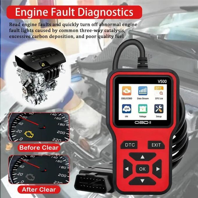 V500 Enhanced Universal OBD II Scanner Car Engine Fault Code Reader CAN Diagnostic Scan Tool, Read and Clear Error Codes for 1996 or Newer OBD2 Protocol Vehicle