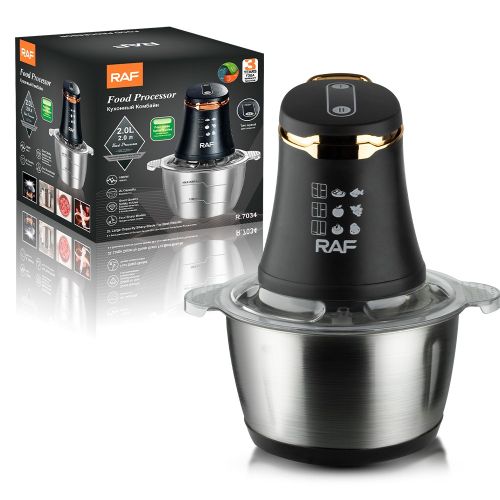 RAF Food Chopper, Food Processor Mini Electric,2L 1000W Meat Grinder with 4 Bi-Level Blades, Stainless Steel Mincer for Kitchen, Vegetable, Onion, Garlic, Salad, Baby Food, Fruit, Nuts
