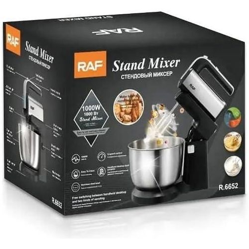 Raf 1000W heavy duty Quality Kitchen 2in1 Stand and hand Mixer with Stainless Steel 3.5L bowl Egg Whisk, Dough Hook, Flat Beater