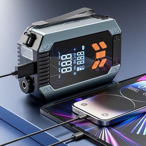Digital upgraded jump Starter with Air Compressor, battery Jumper Starter Portable,Tire Inflator,Portable Car Jump Starter with Large LCD Display and Lights
