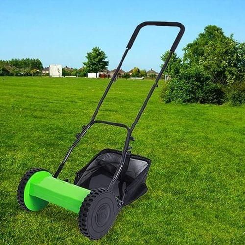 16 inch Manual Push Mower,Hand Push Lawnmower, Adjustable Cutting Height,Walk-Behind Lawn Mowers with Grass Catcher Bag for Green Lawns, Driveways, Courtyards