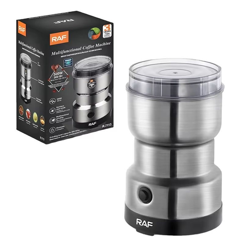 RAF Electric Coffee Grinder, Stainless Steel Dry Grinding Grinders, Multifunction Blender for Coffee, Beans, Grains, Seasonings, Spices, Seeds, Herbs, Dry Grinding-300W