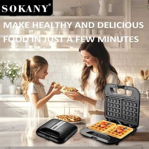 Sokany Waffle Maker, 750W Electric Non-Stick Waffle Iron Machine, Dual Belgian Waffle Machine, Automatic Temperature Control, Cool Touch Handle