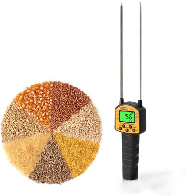 Smart Sensor/grain moisture meter AR991 Digital LCD Grain Humidity Meter with High Precision Probe, Ergonomic Design for Wheat Corn Rice Peanut Soy Bean, convenient Grain Moisture Tester