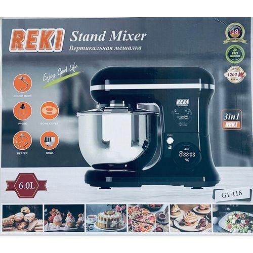 REKI 3-In-1 Stand mixer, 1200W 6L Stand Mixer, Tilt-Head Electric Stand Mixer, Kitchen Mixer with Bowl, Dough Hook, Whisk and Beater, Food Mixer for Baking, Cake and Most Home Cooks,