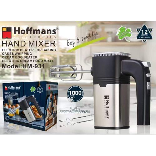 Hoffmans Heavy duty 1000W Hand Mixers Electric, Handheld Mixer, Powerful Kitchen Hand Held Mixers with Dough Hooks and Beaters for Baking, Cookies, Dough Batters, Cream, Lightweight Mixing Egg Beaters