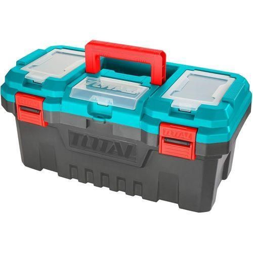 TOTAL Heavy gauge Plastic Tool Box with Handle, Toolbox with Removable Tray, Heavy Duty Organizer Tool Box, Portable Toolbox Organizer for Household Workshops and Garages
